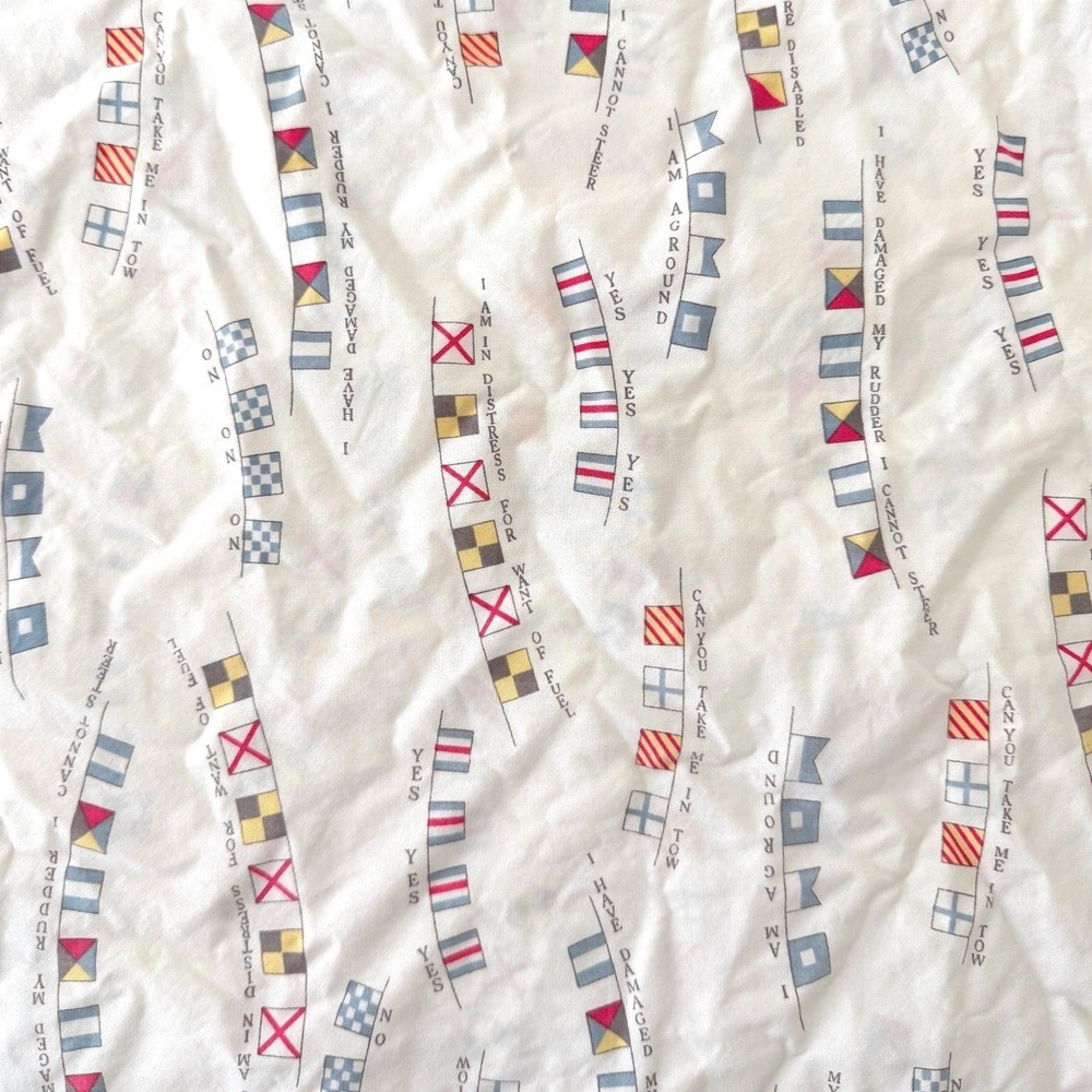 L.L. Bean Twin Sheet Set Nautical Signal Flags Vintage Coastal Rare Print READ
